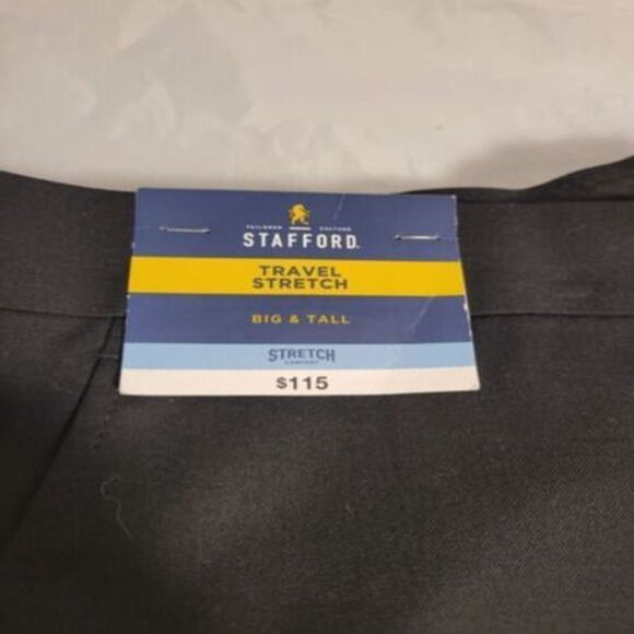 Stafford Big & Tall Black Trousers Slacks Travel Stretch Flat Front Men's New 50 - Picture 3 of 9